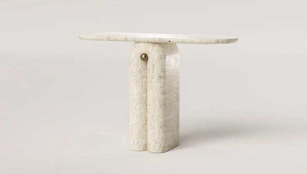 Whiten travertine console table