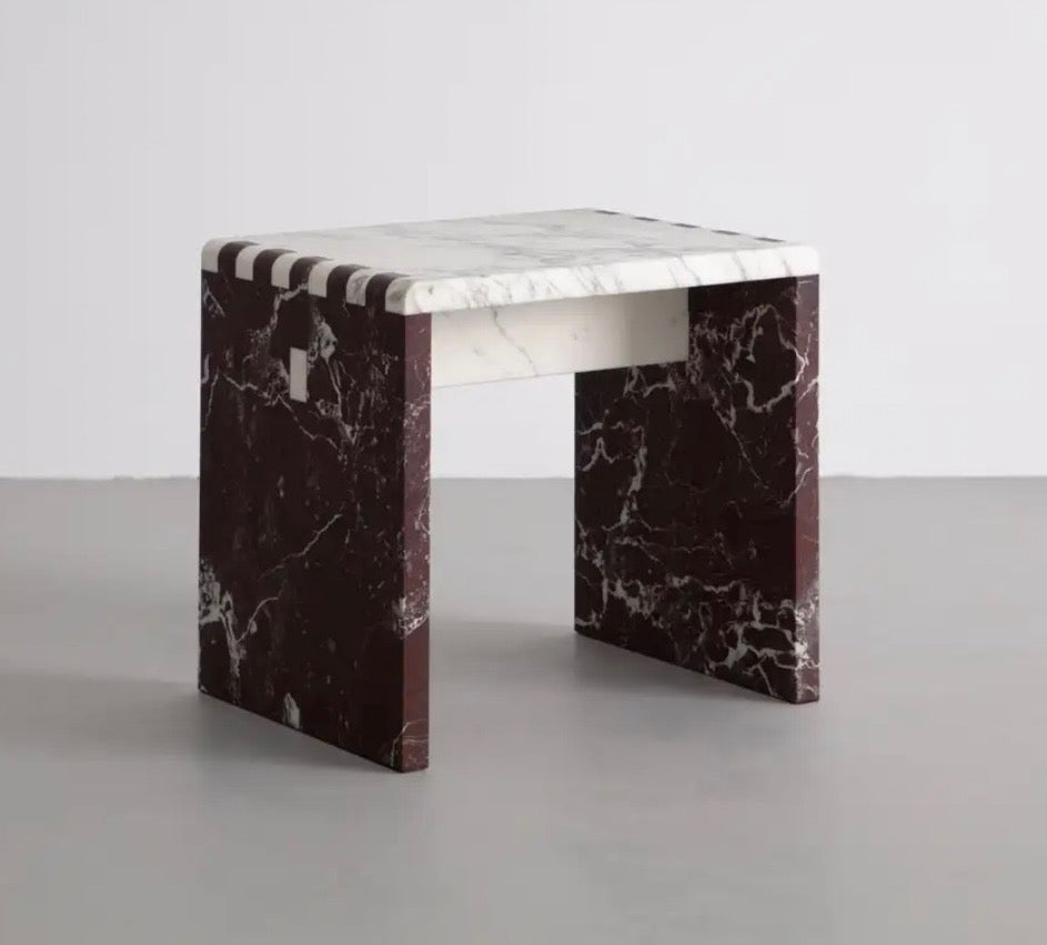 Checkmate Rosso Levanto marble side table
