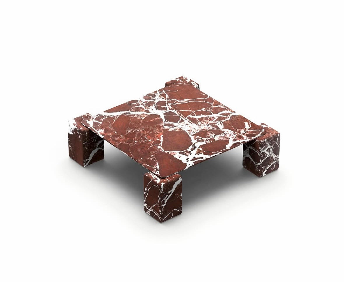 Rosso levanto solid marble coffee table