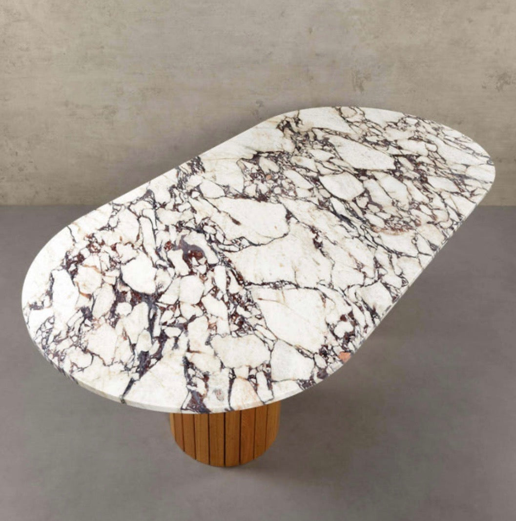 Wooden fluted leg  viola top dinning table