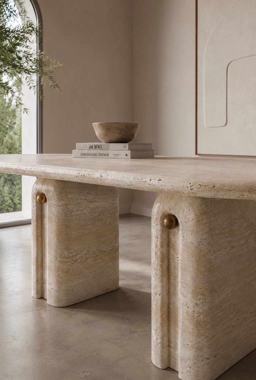 Whiten travertine dinning table
