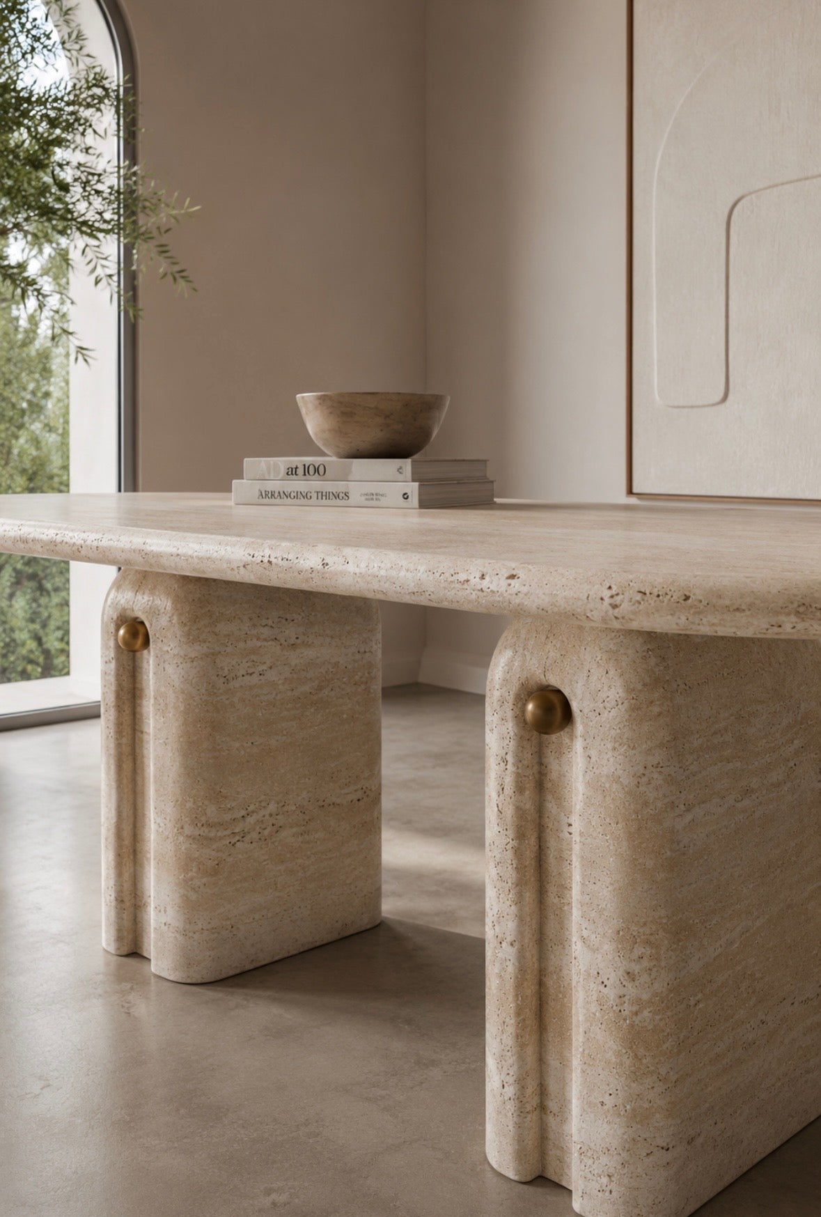 Whiten travertine dinning table