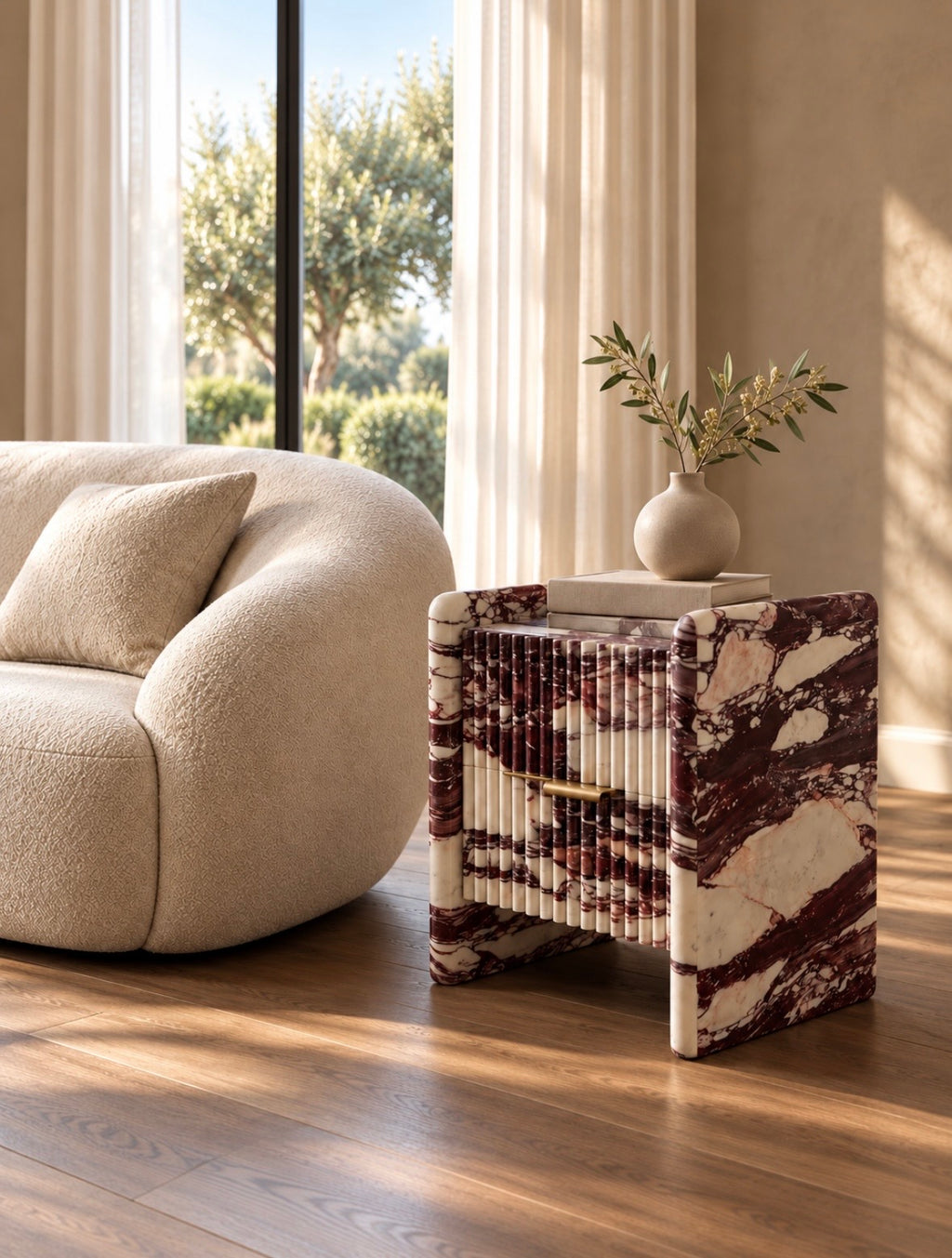 Italian draw opener side table