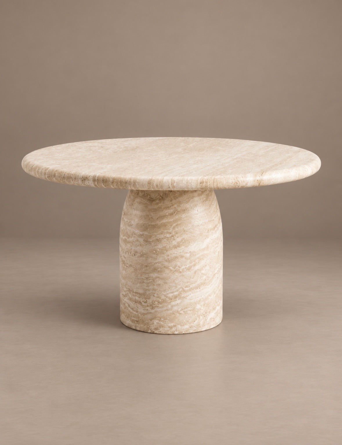 Solid block base round dining table