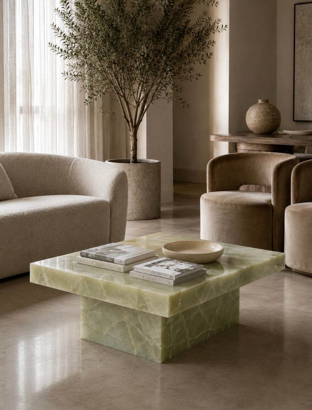 Greenout onyx coffee table