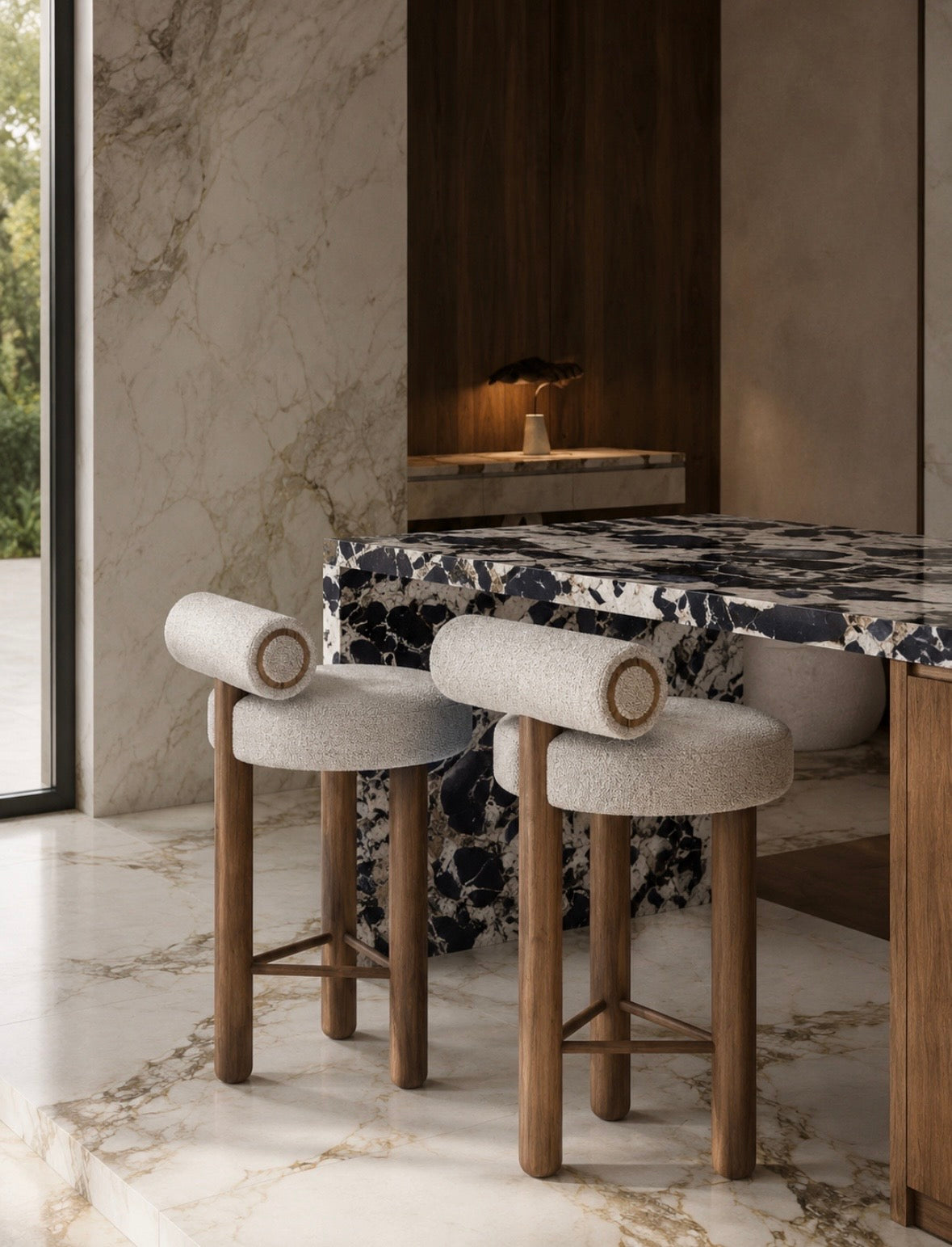 Devine White Wood Bar Chair