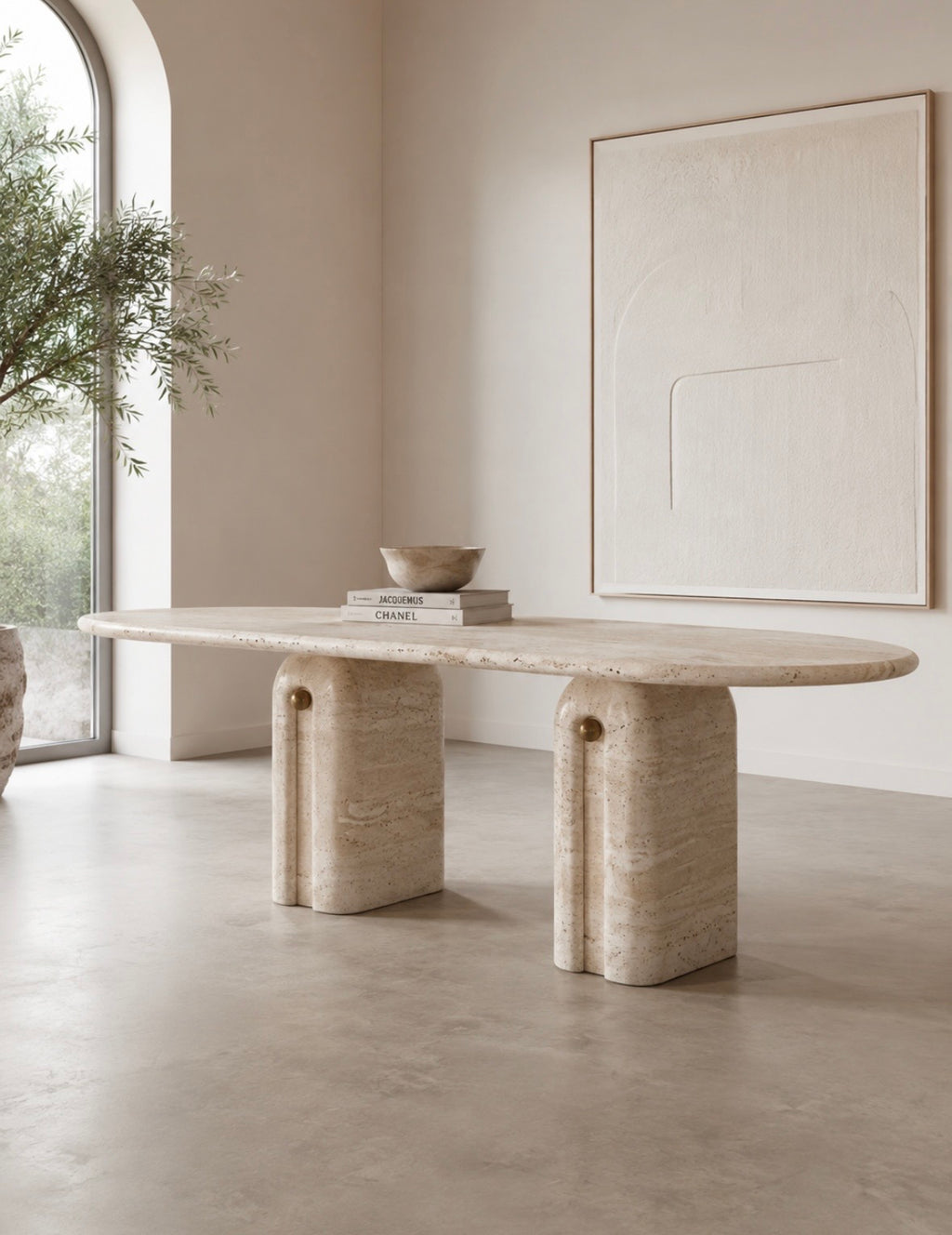 Whiten travertine dinning table