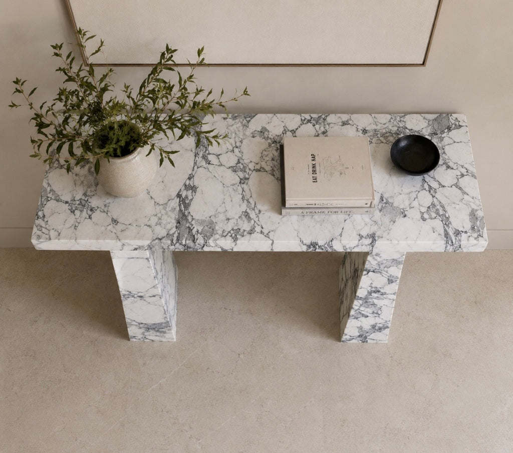 Arabescato marble console table
