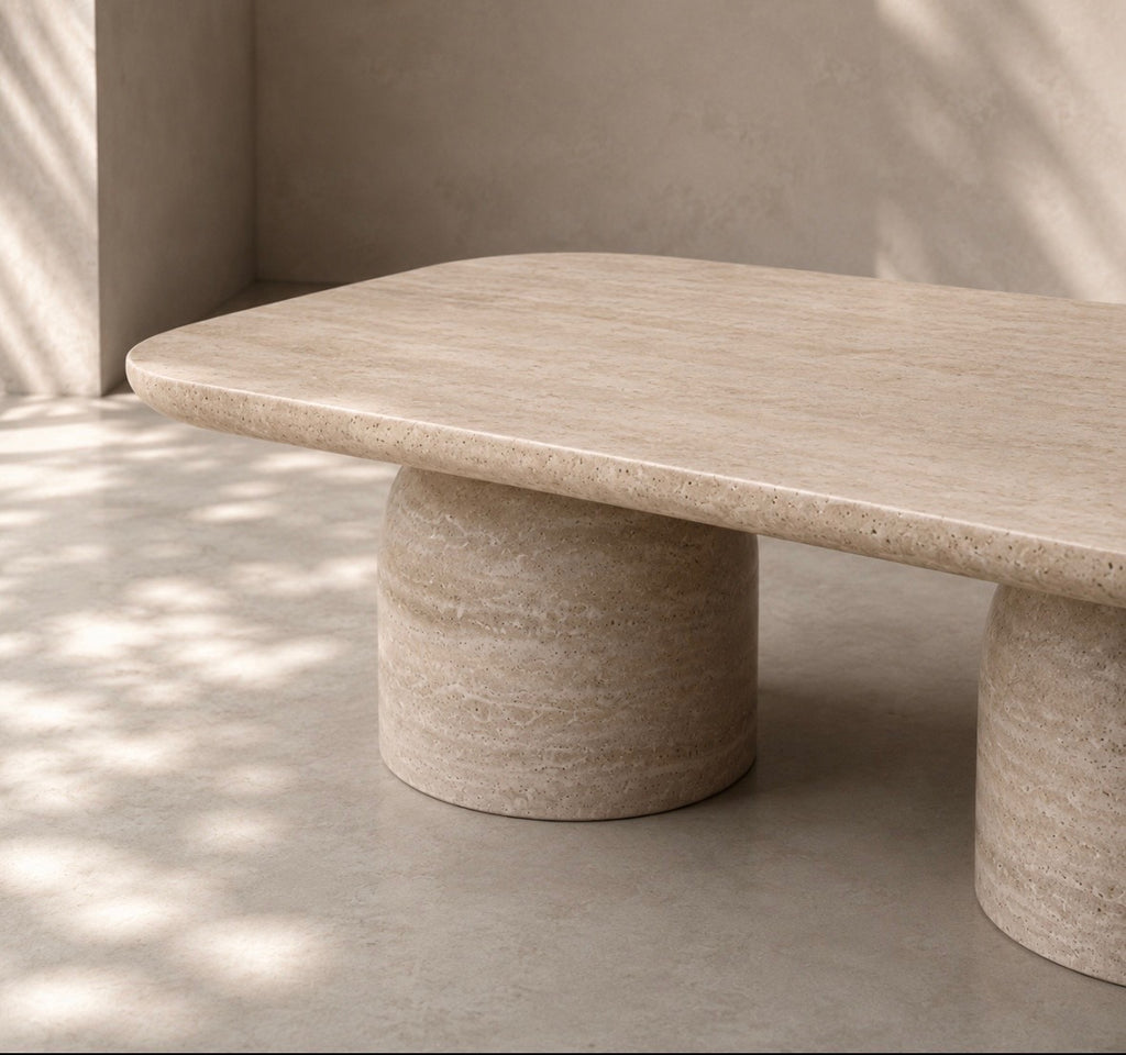Travertine riba coffee table
