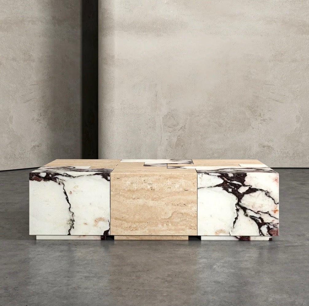 Patch work stone coffee table