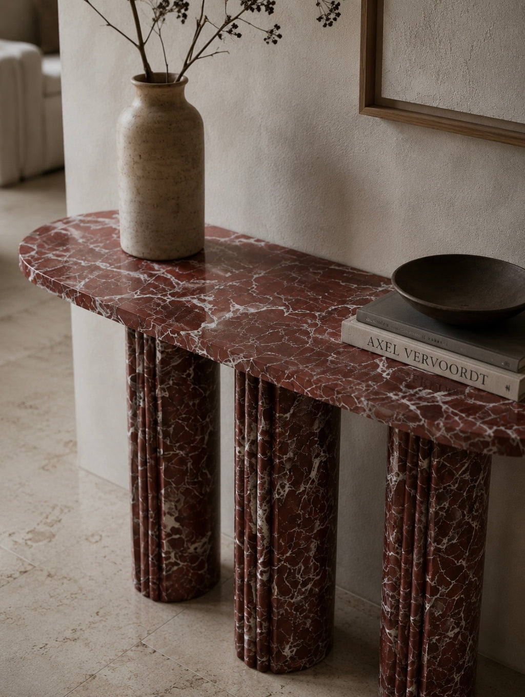 Rosso Levanto Marble Console Table