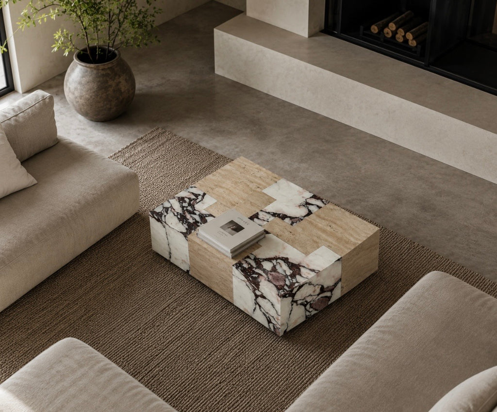 Patch work stone coffee table