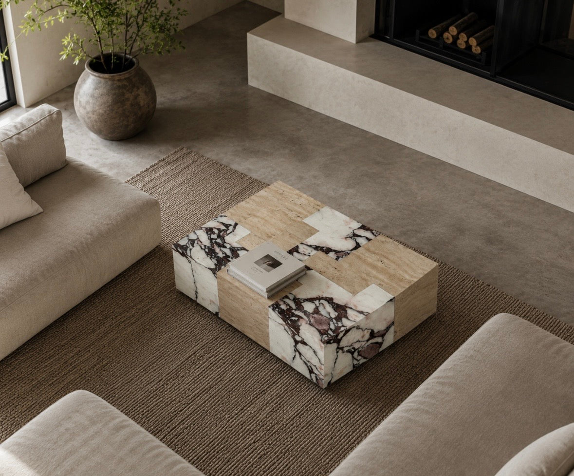 Patch work stone coffee table