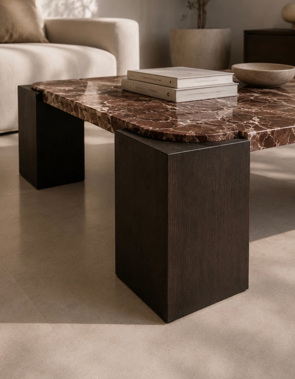 Burgundy Rosso levanto marble coffee table
