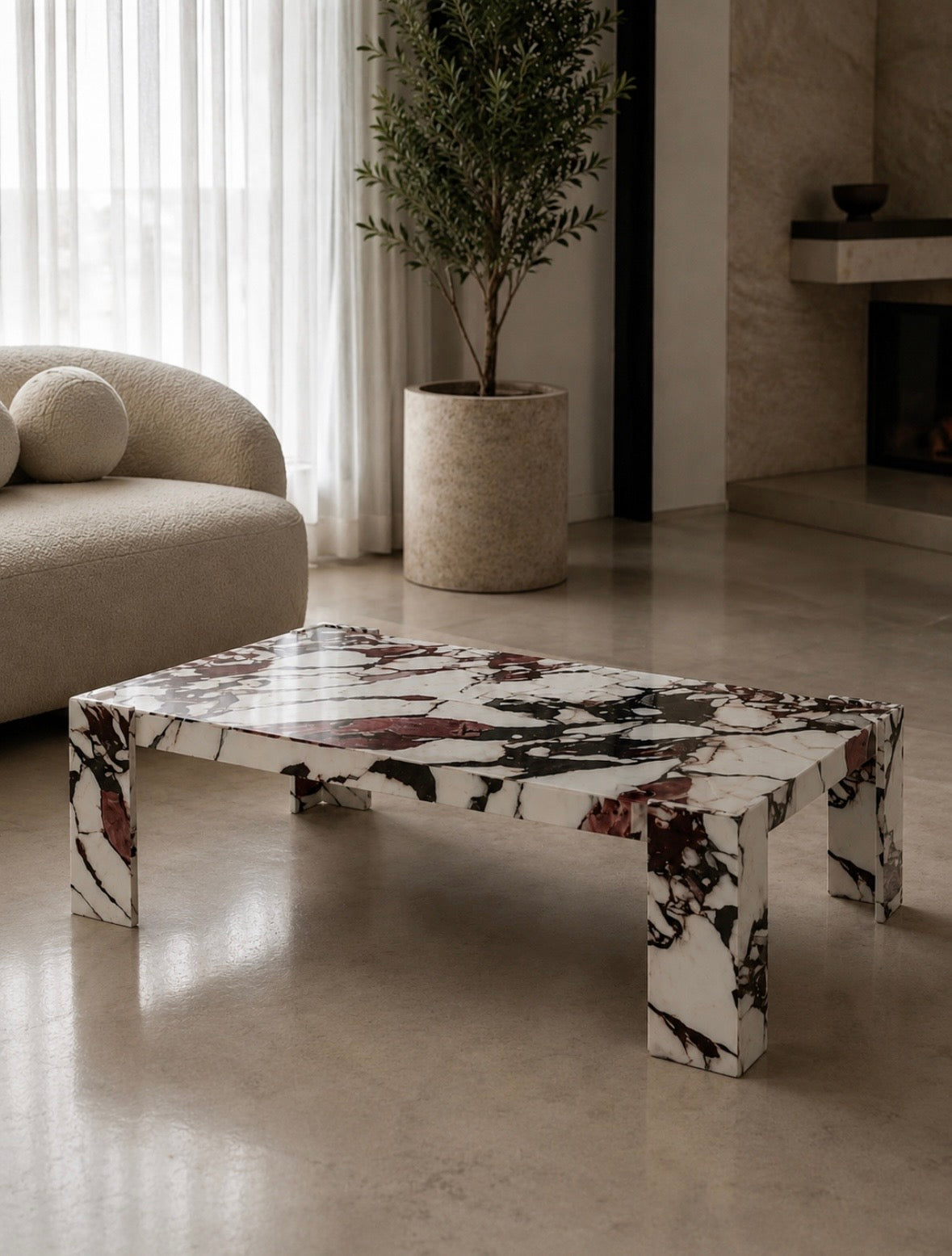 Purple viola marble coffee table
