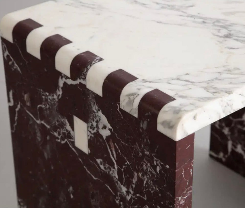 Checkmate Rosso Levanto marble side table