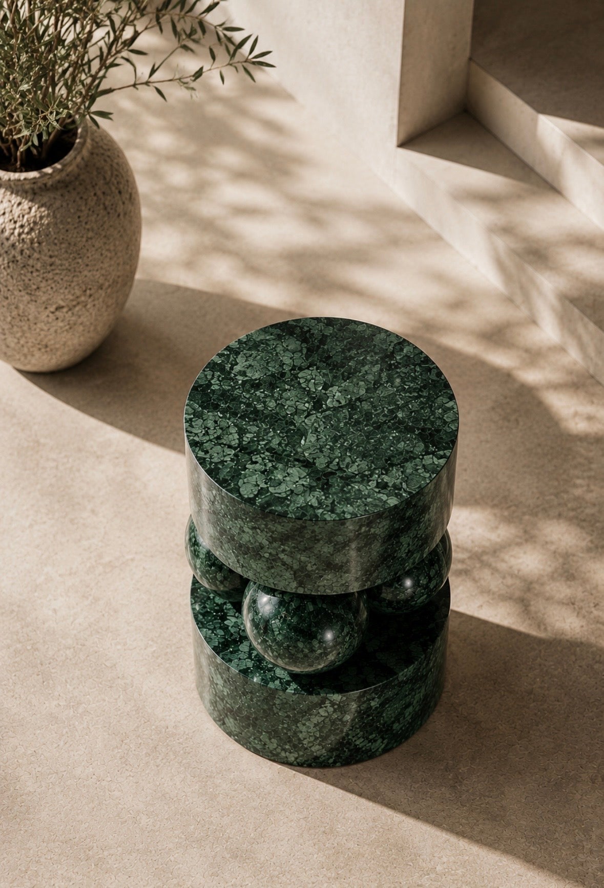 Green marble side table