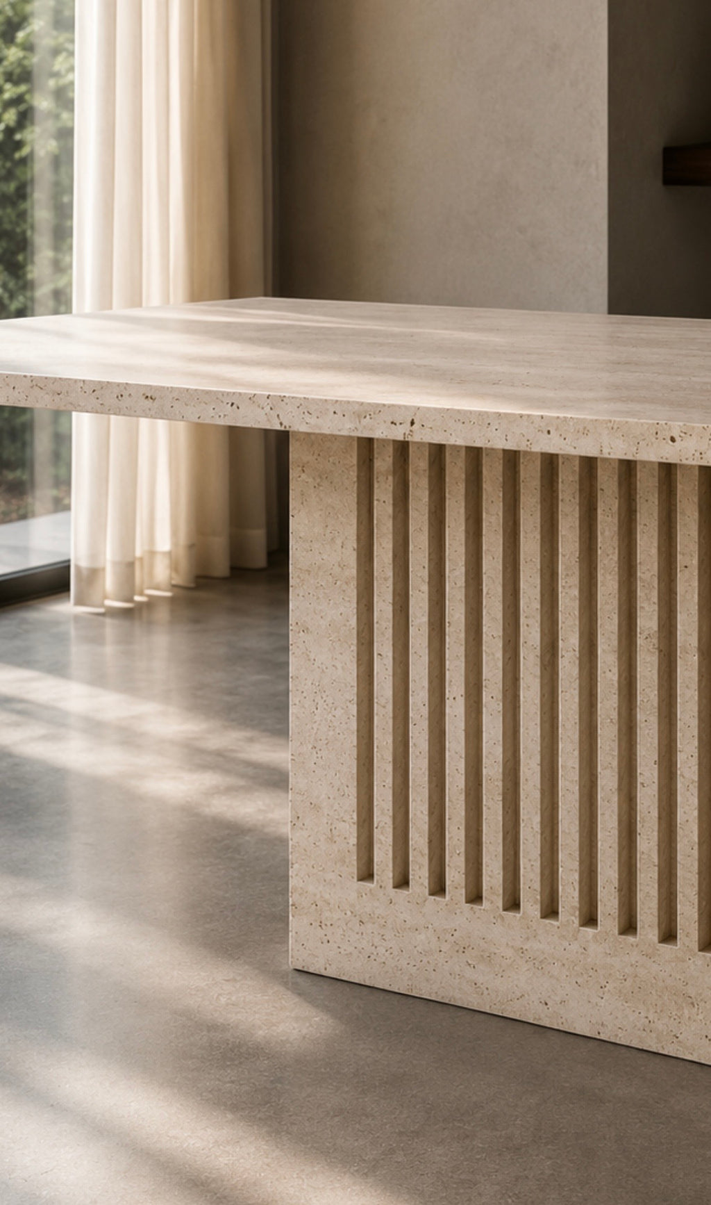 Travertine fluted dinning table