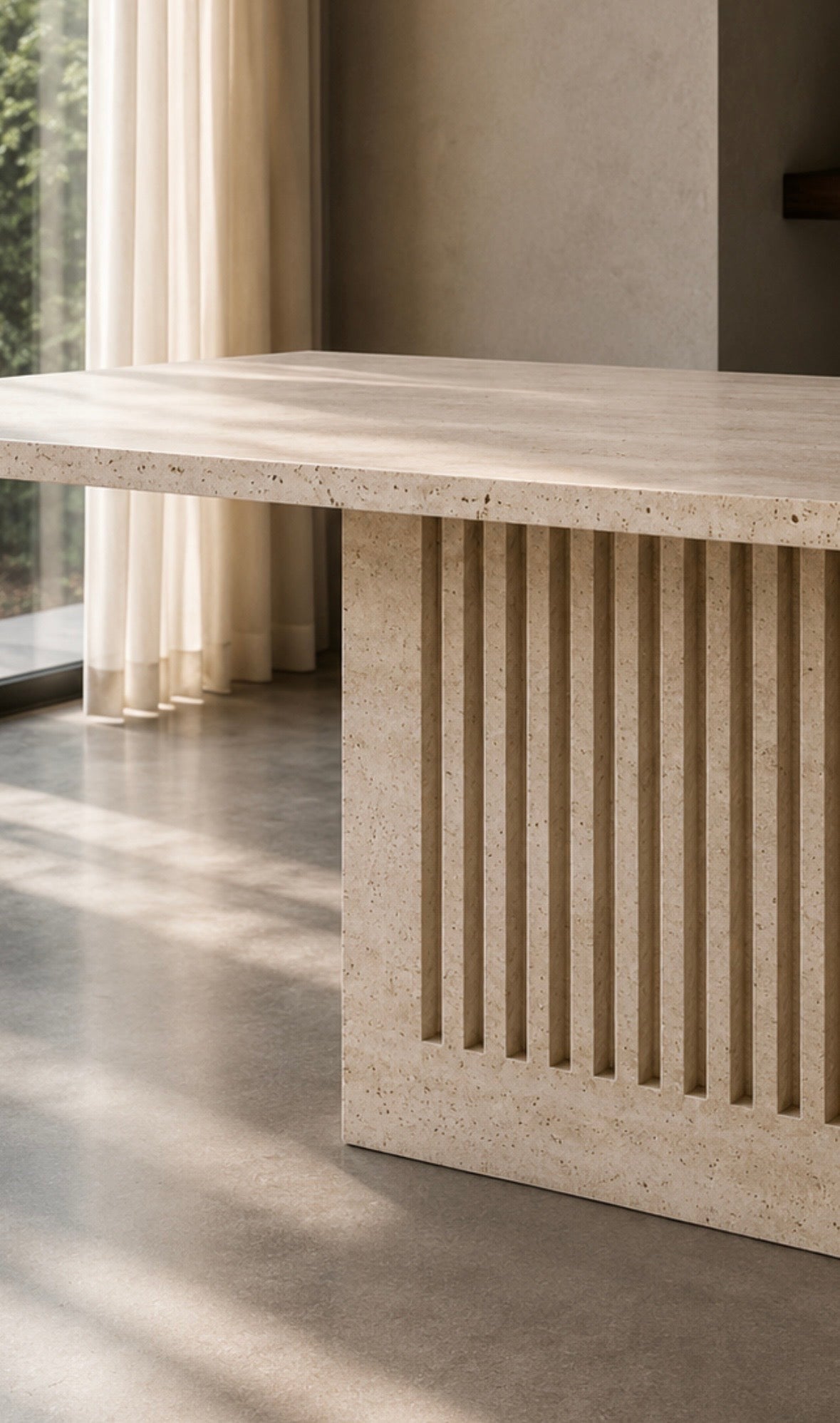 Travertine fluted dinning table