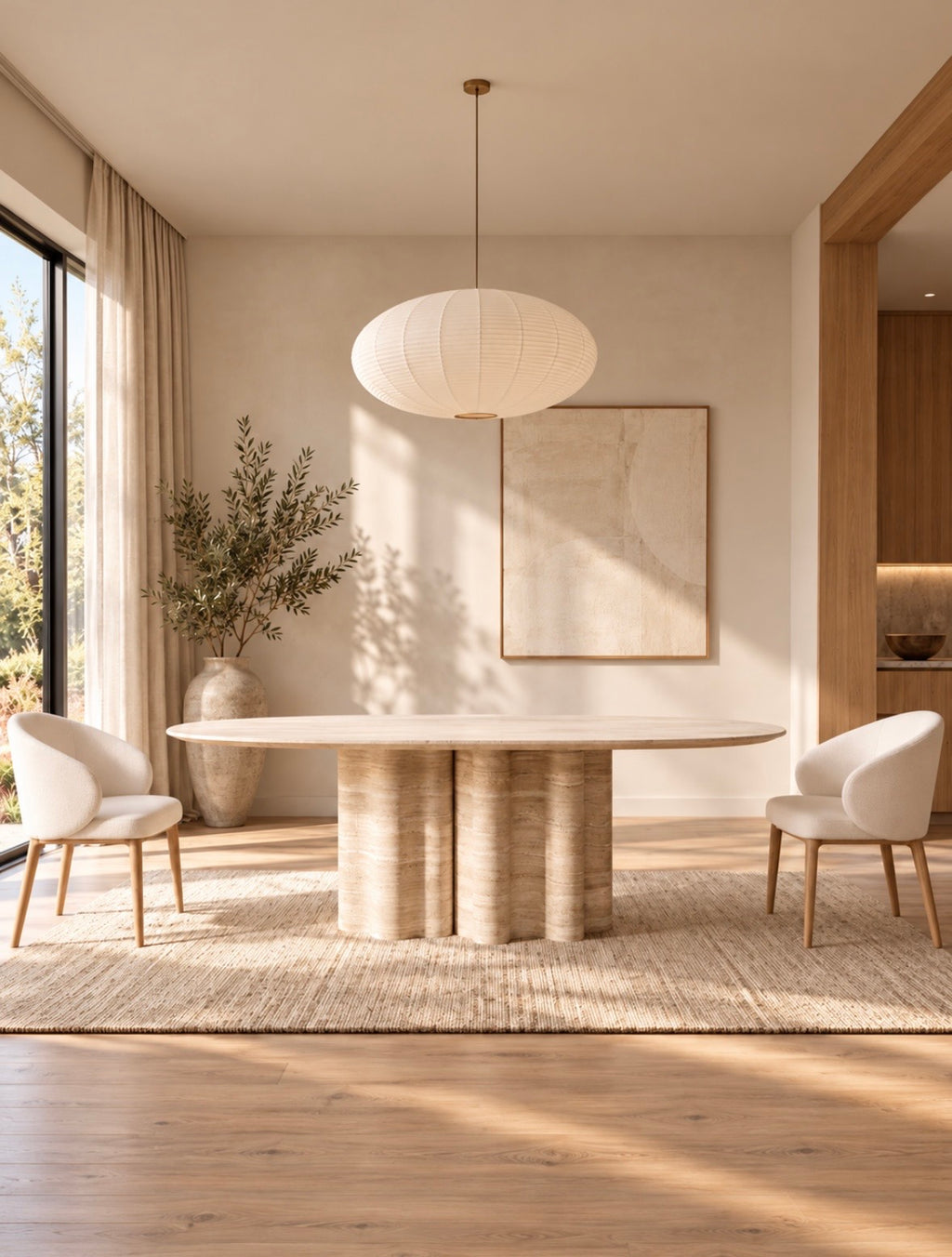 Wave travertine dinning table