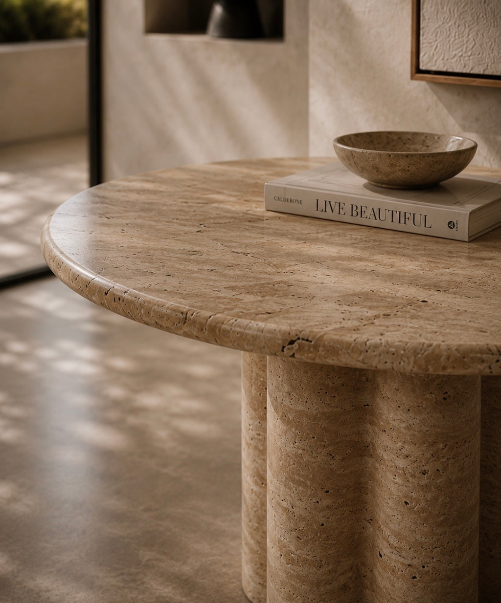 Oval travertine dinning table