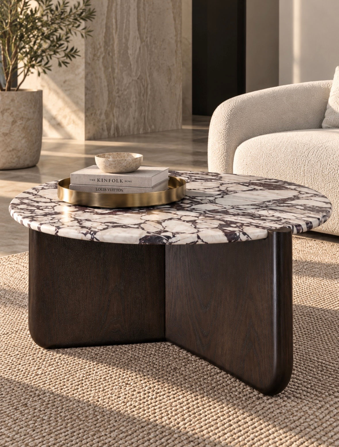 Colour block wooden viola coffee table