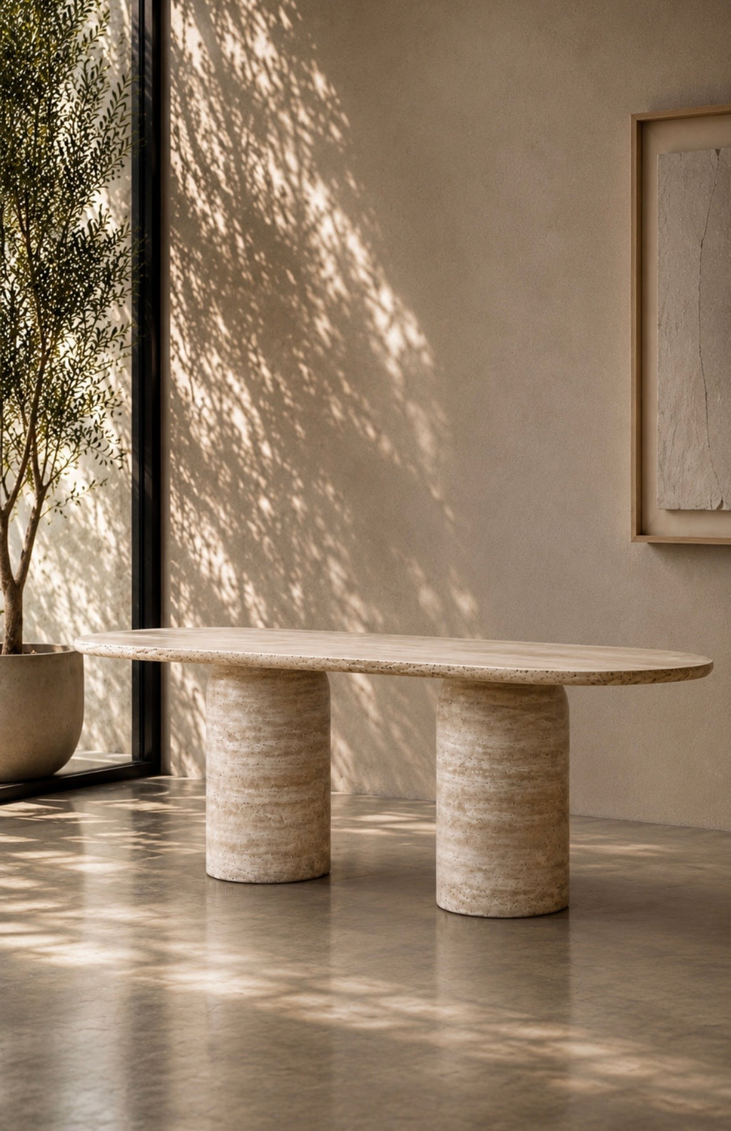 Solid travertine Dinning table
