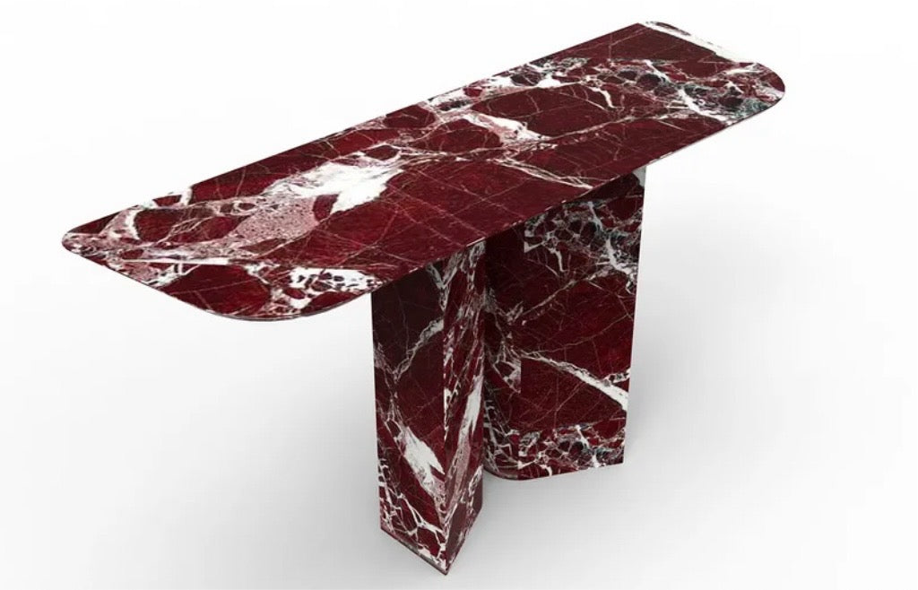 Rosso levanto Red marble console table