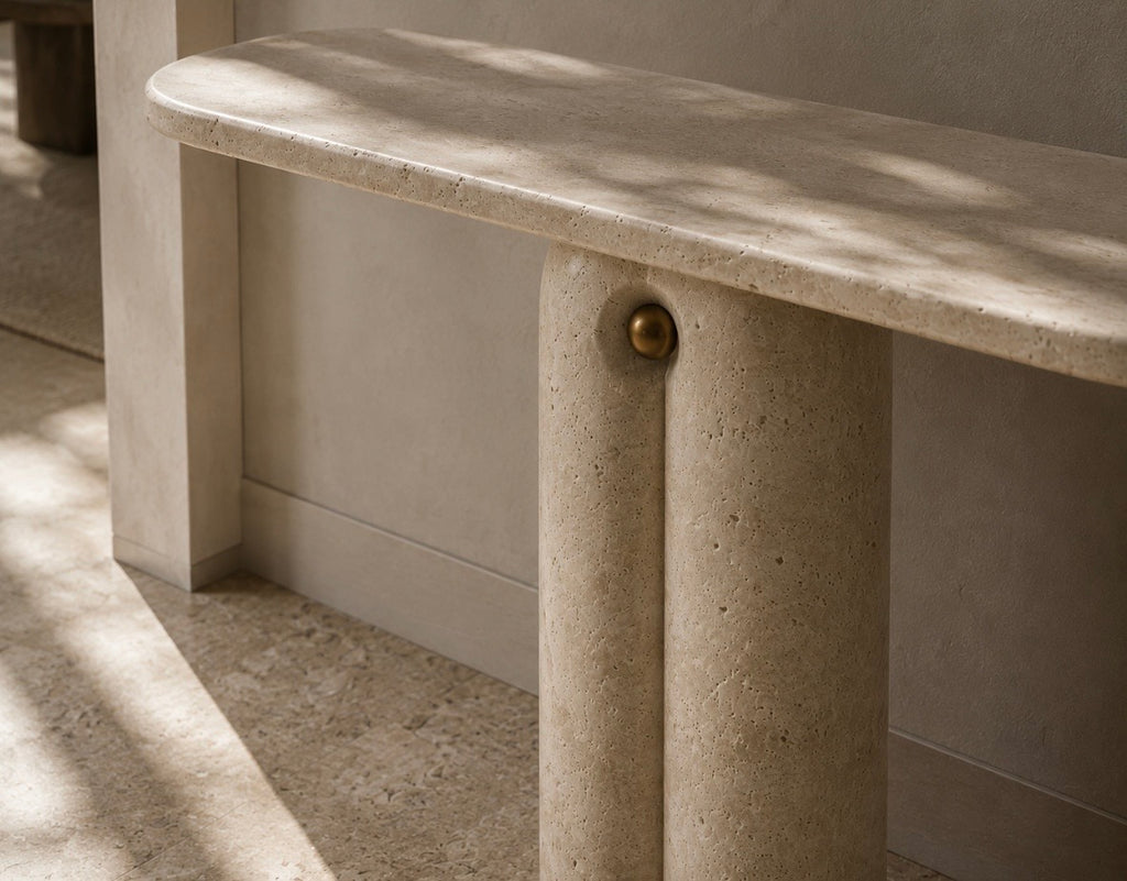 Whiten travertine console table