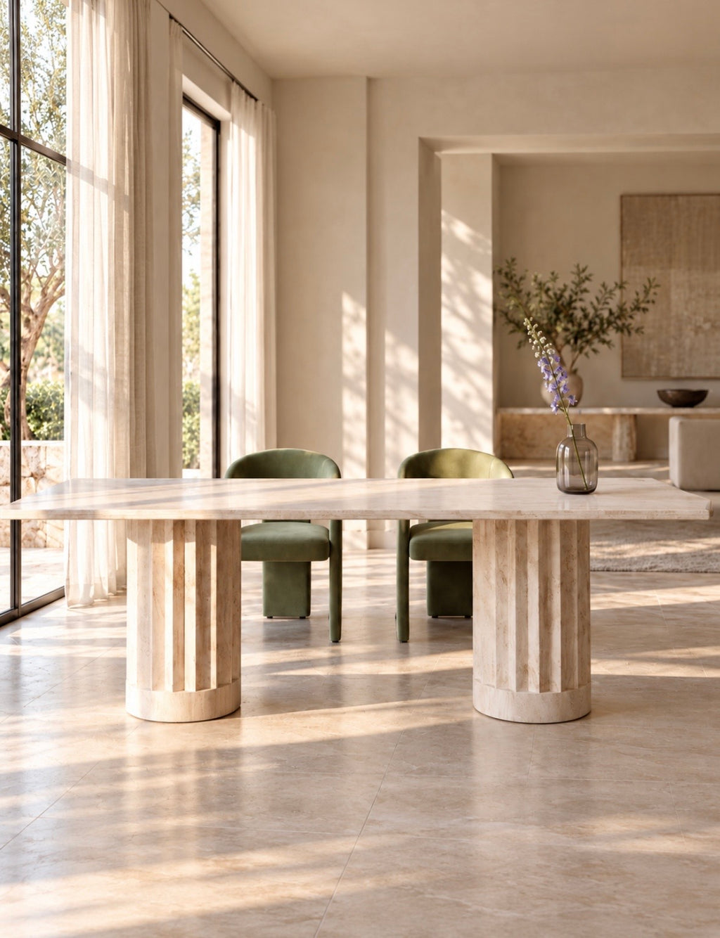 Natural stone travertine dinning table