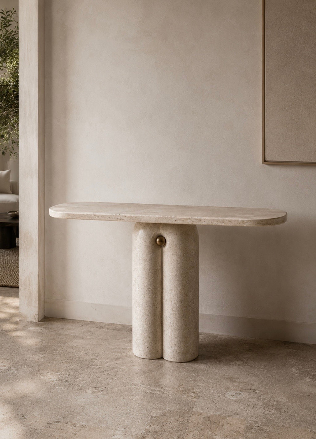 Whiten travertine console table