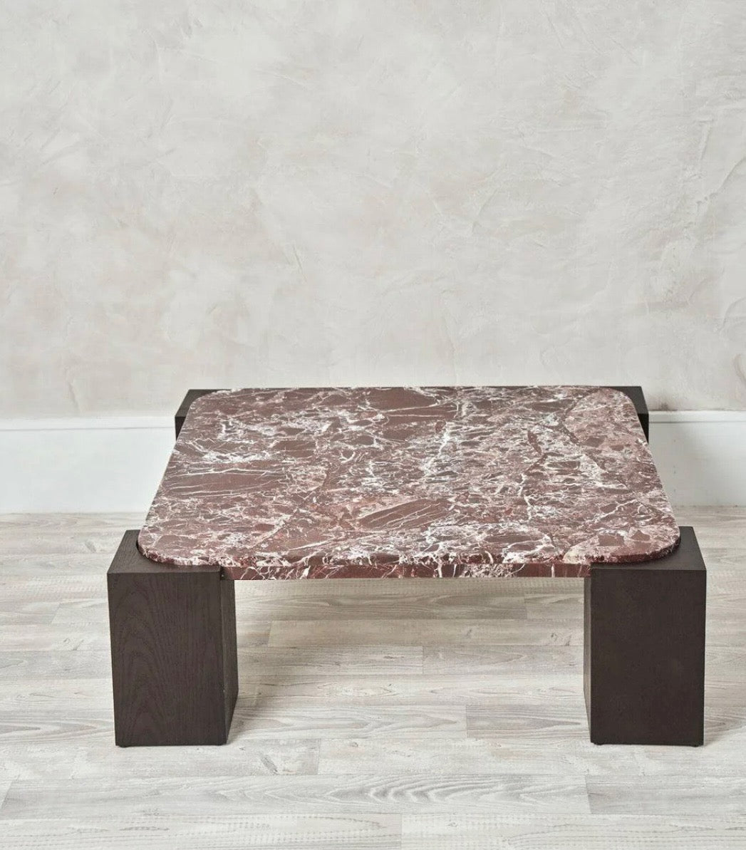 Burgundy Rosso levanto marble coffee table