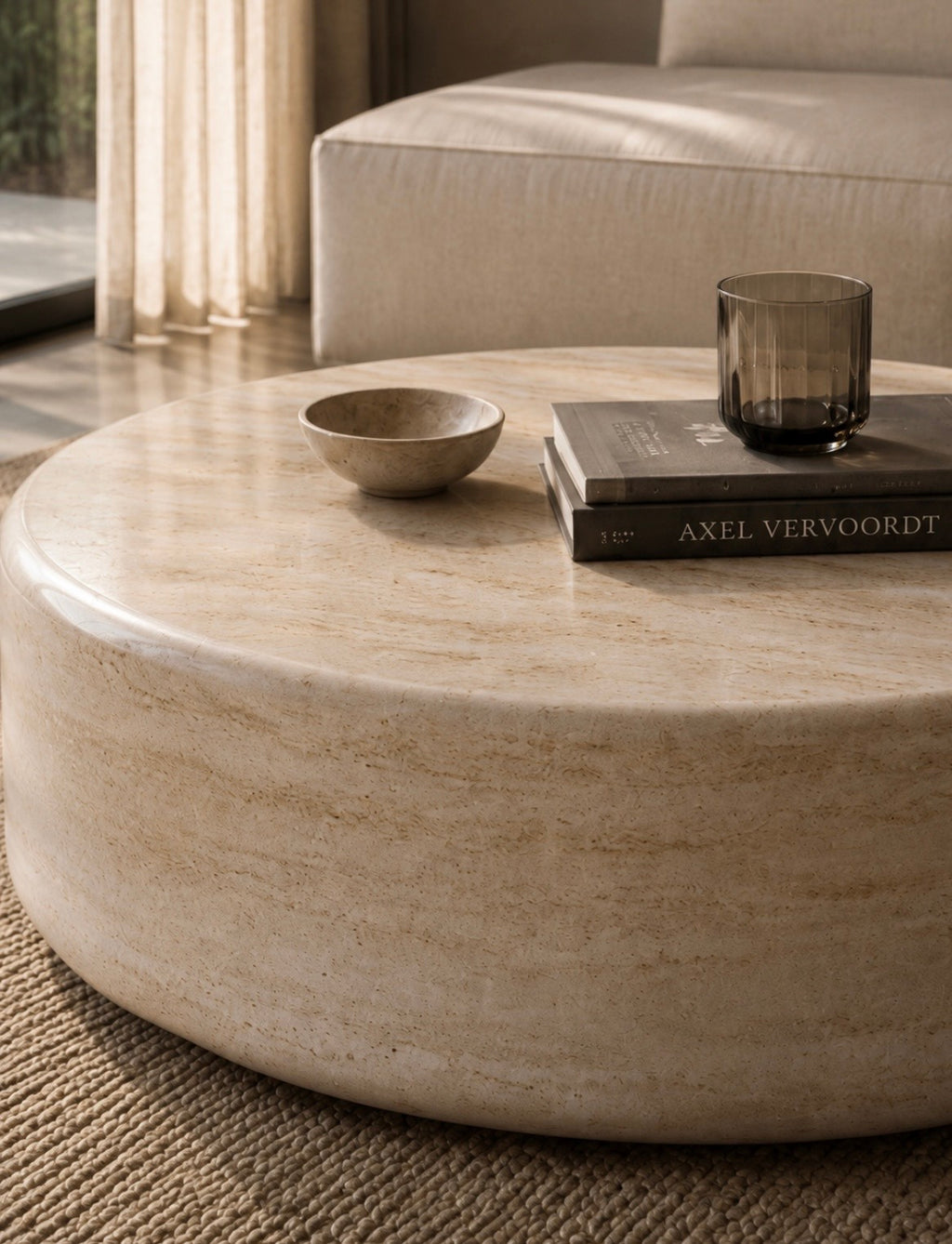 Travertine despete coffee table