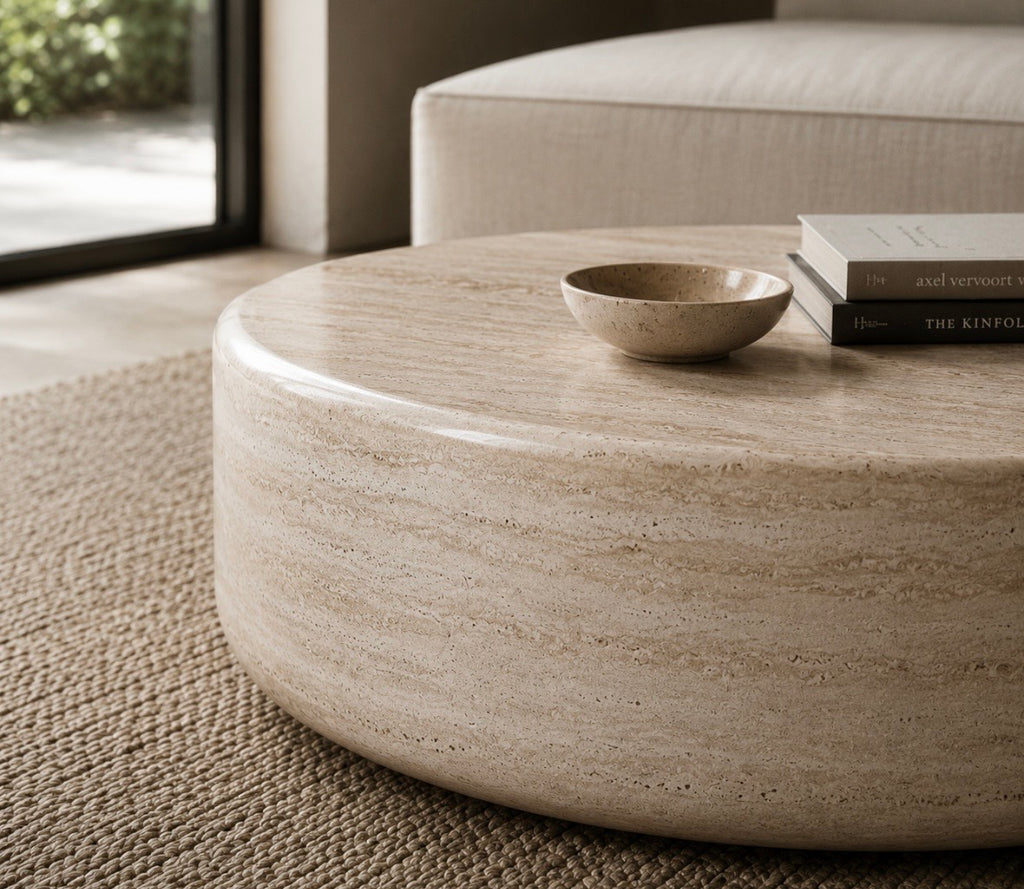 Travertine despete coffee table