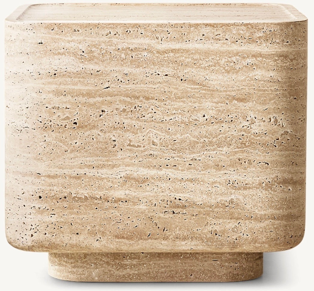 Travertine coco marble side table