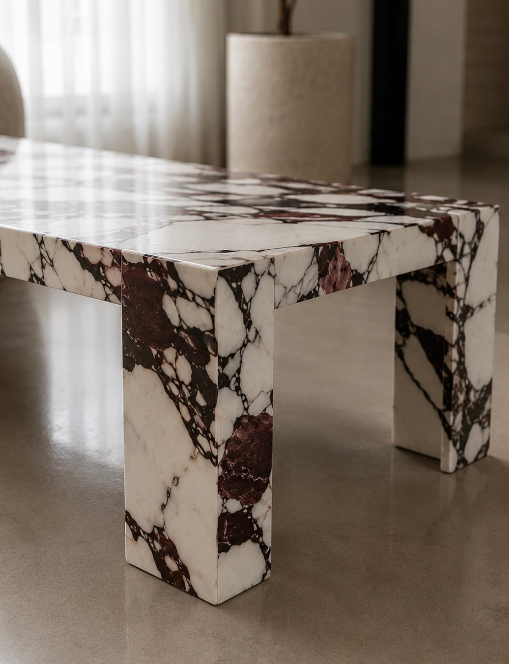 Purple viola marble coffee table