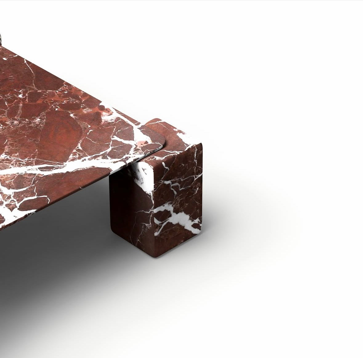 Rosso levanto solid marble coffee table