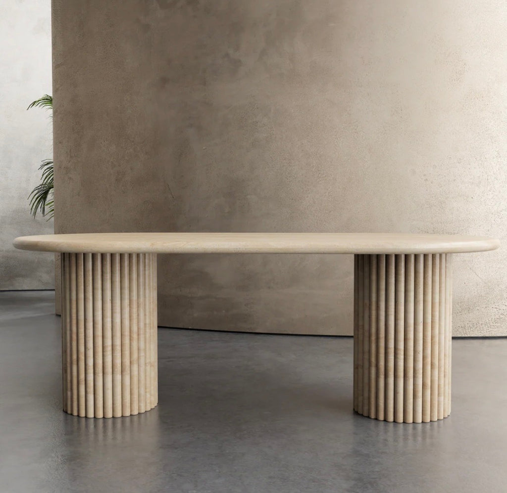 Travertine beiged dinning table