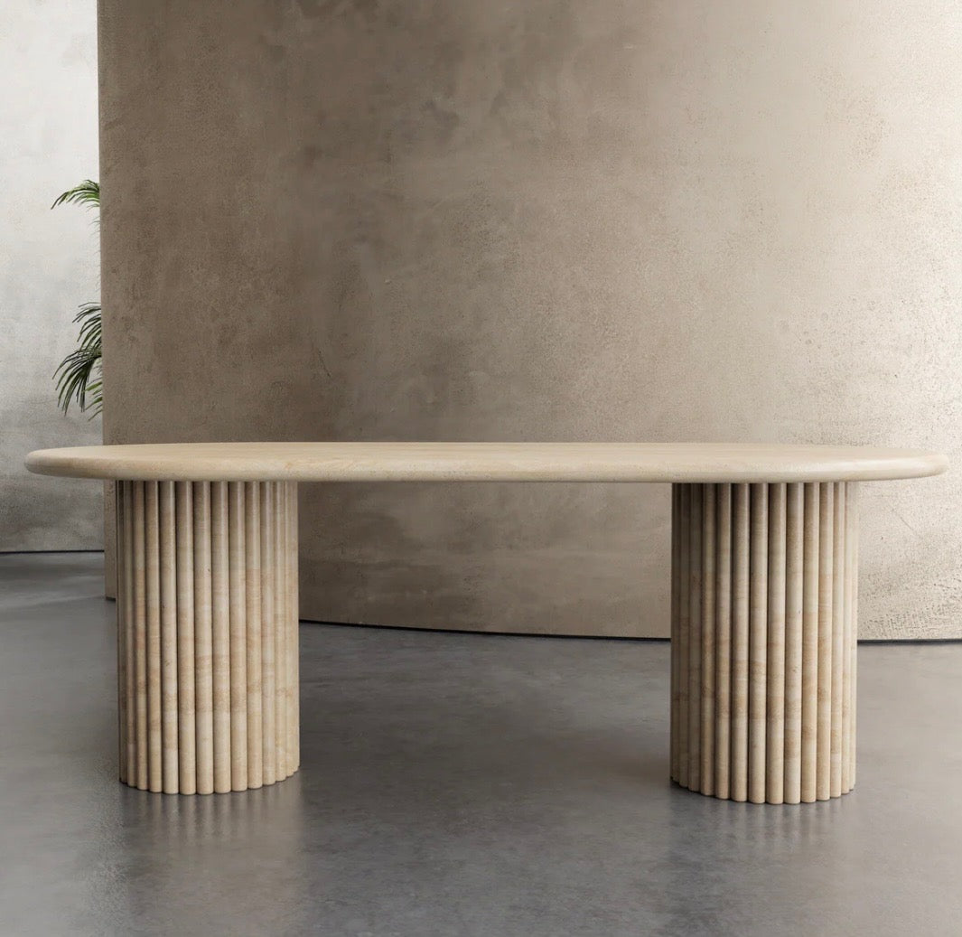 Travertine beiged dinning table