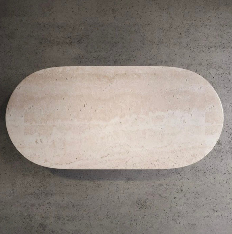 Travertine halo dinning table