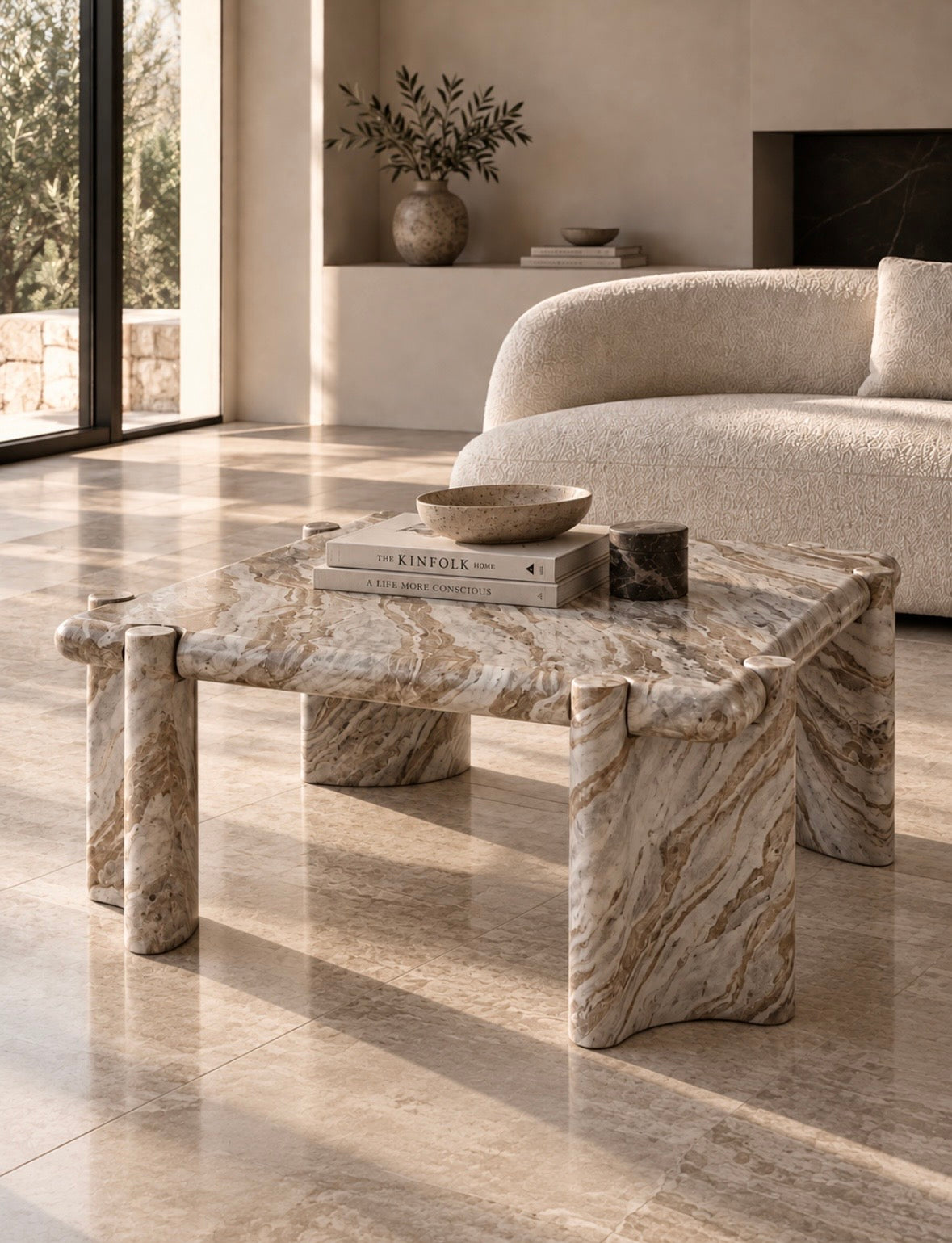 Ceiling marble coffee table