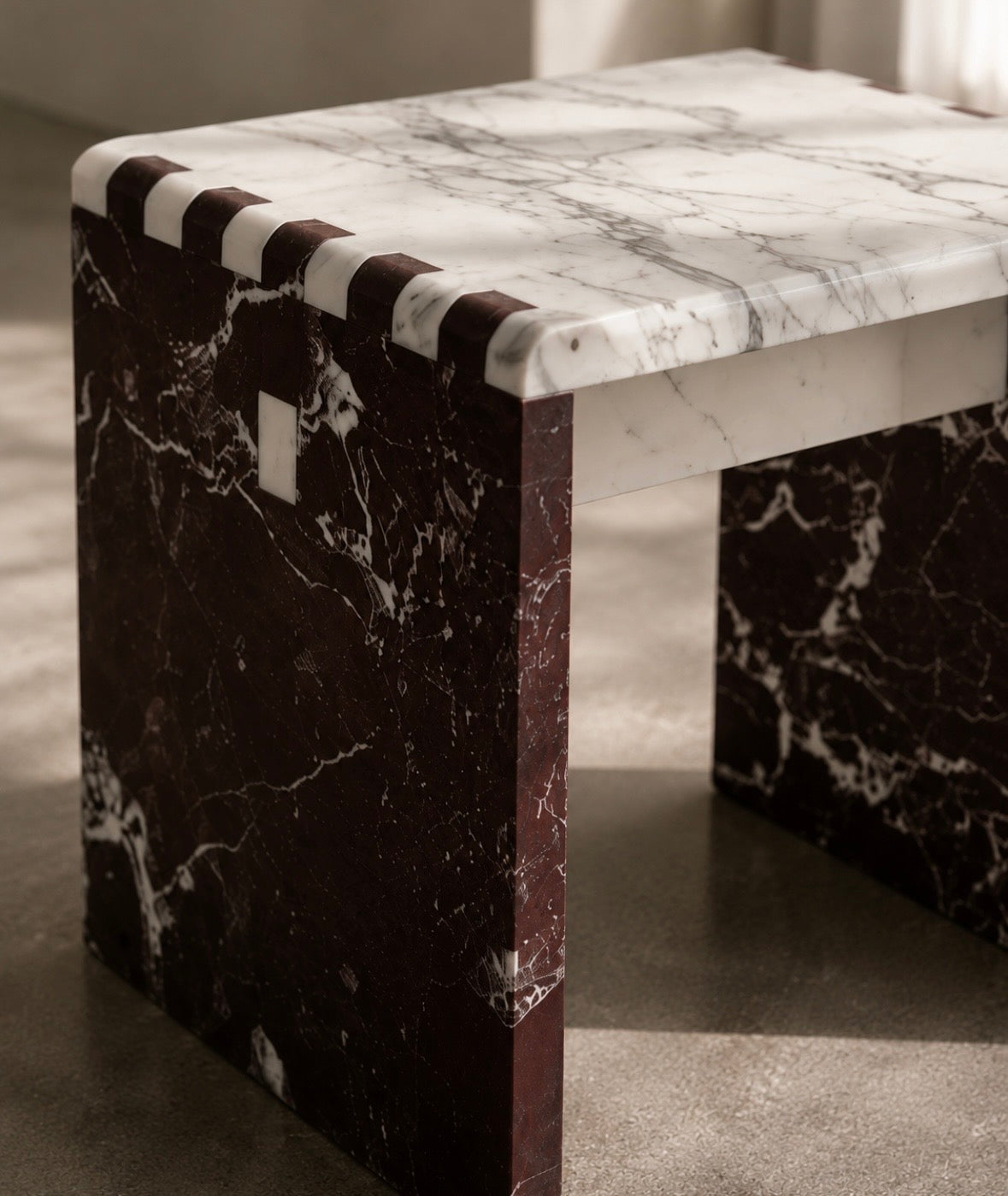 Checkmate Rosso Levanto marble side table