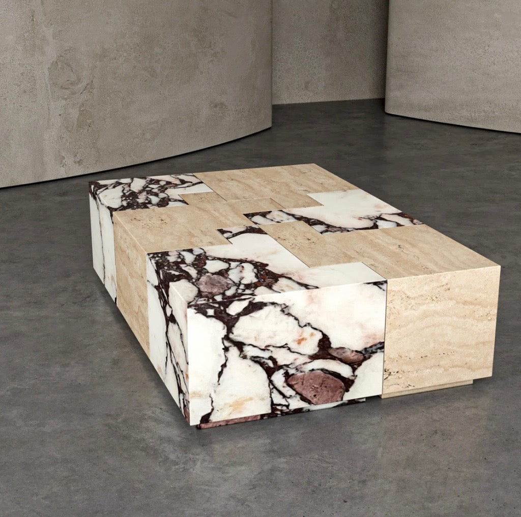 Patch work stone coffee table