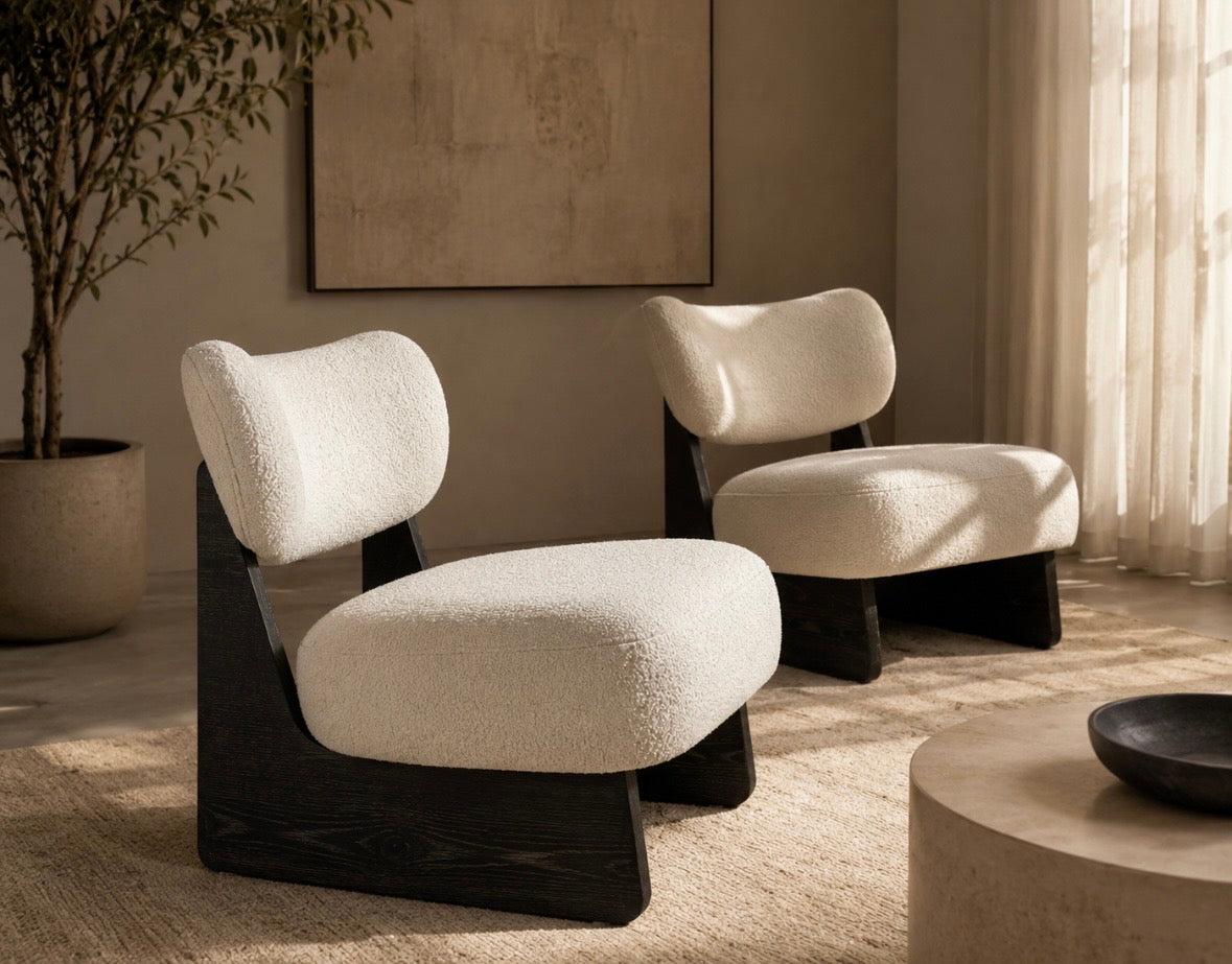Curved Boucle Occasional Chair