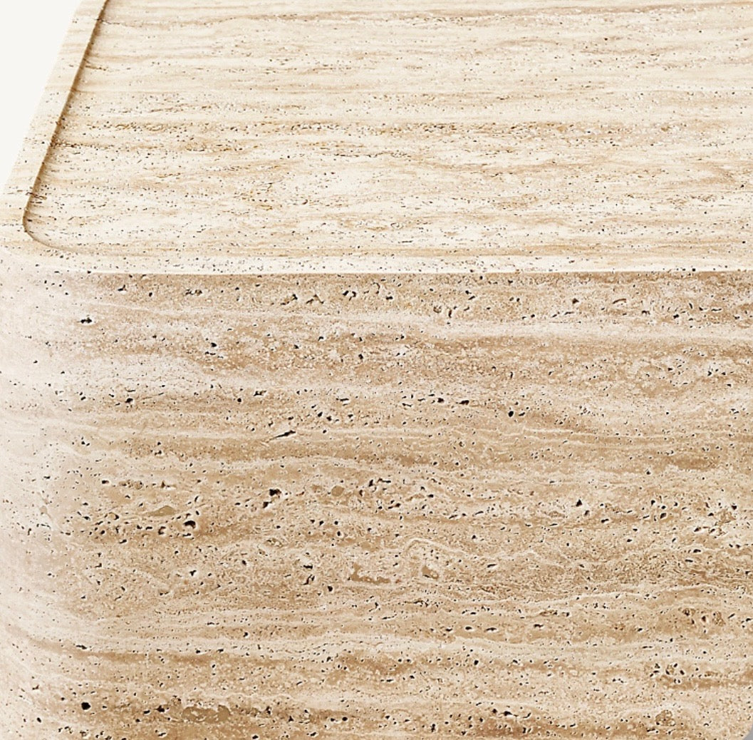 Travertine coco marble side table