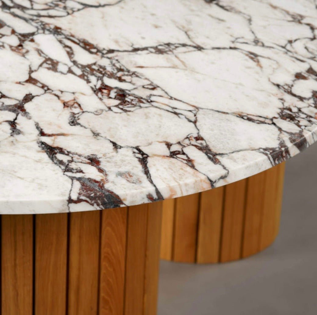 Wooden fluted leg  viola top dinning table