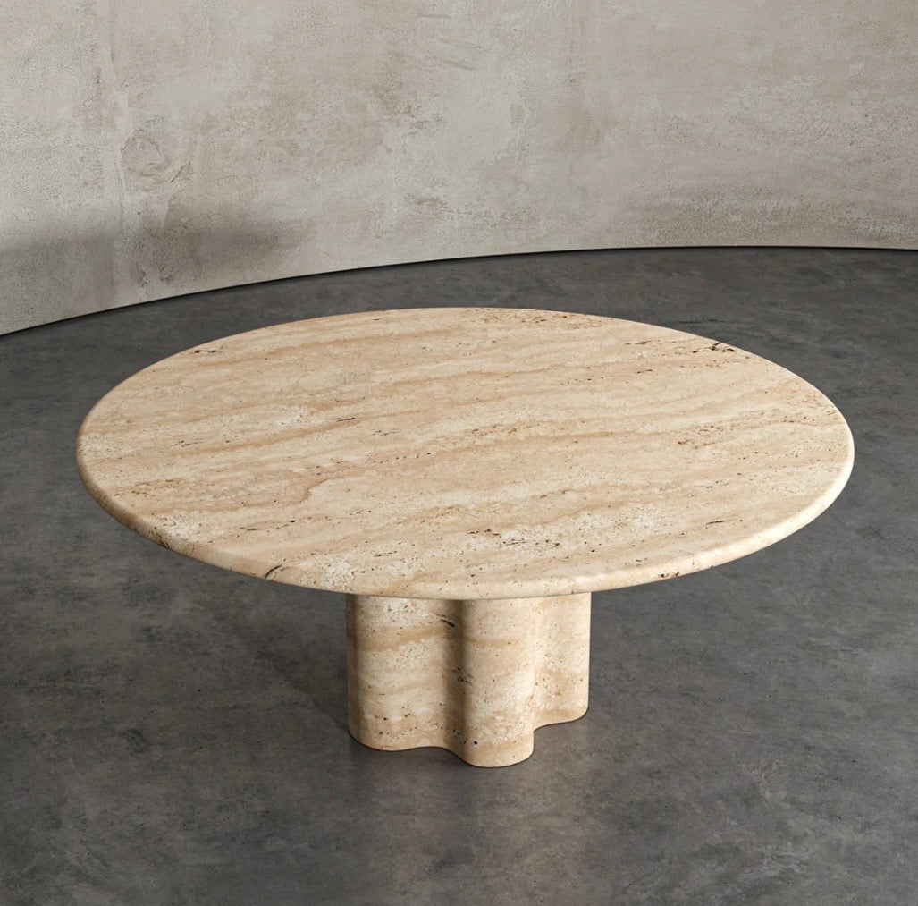 Oval travertine dinning table