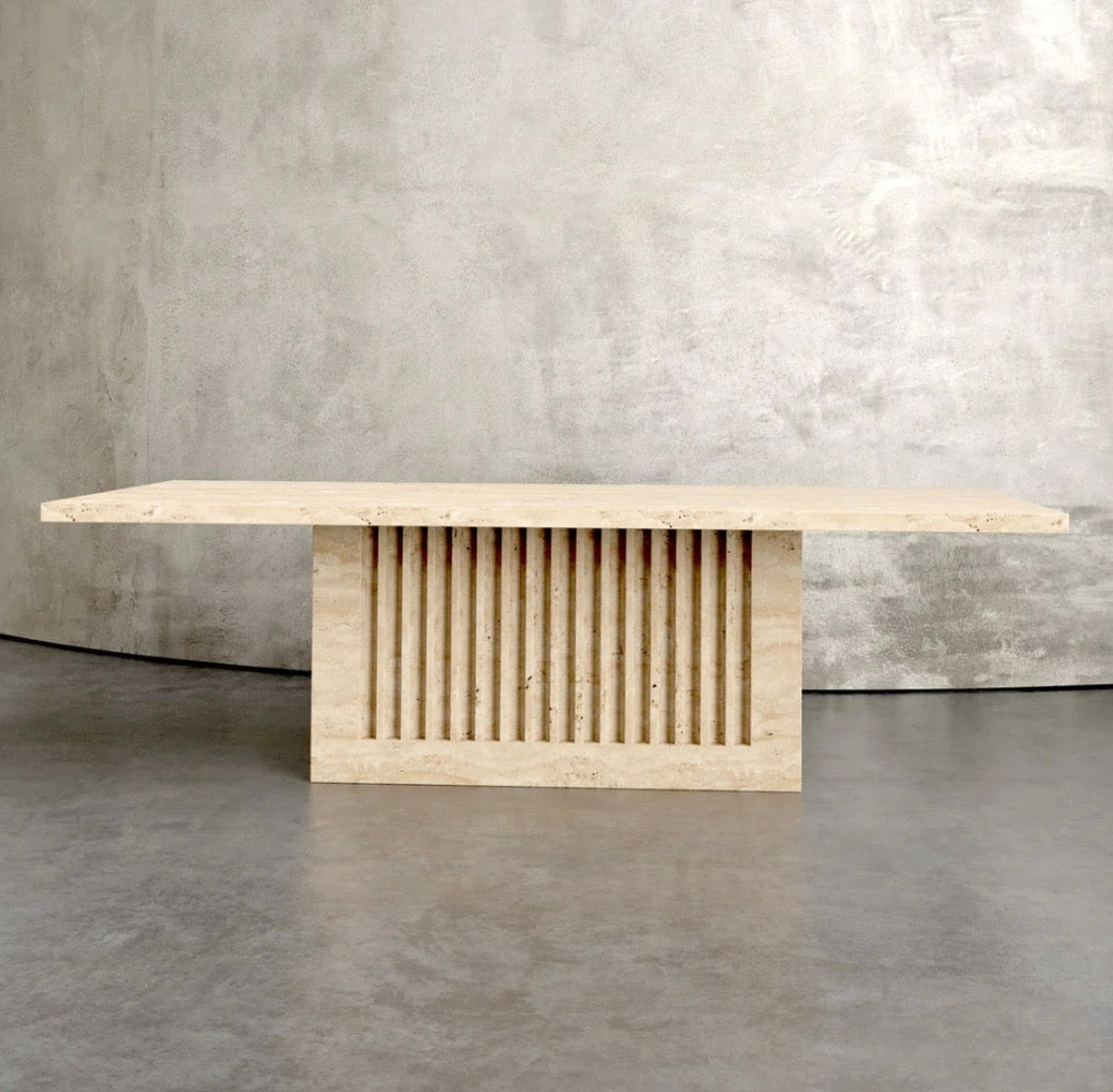 Travertine fluted dinning table