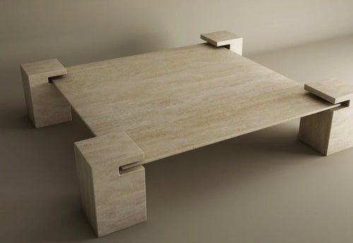 Abstract travertine coffee table
