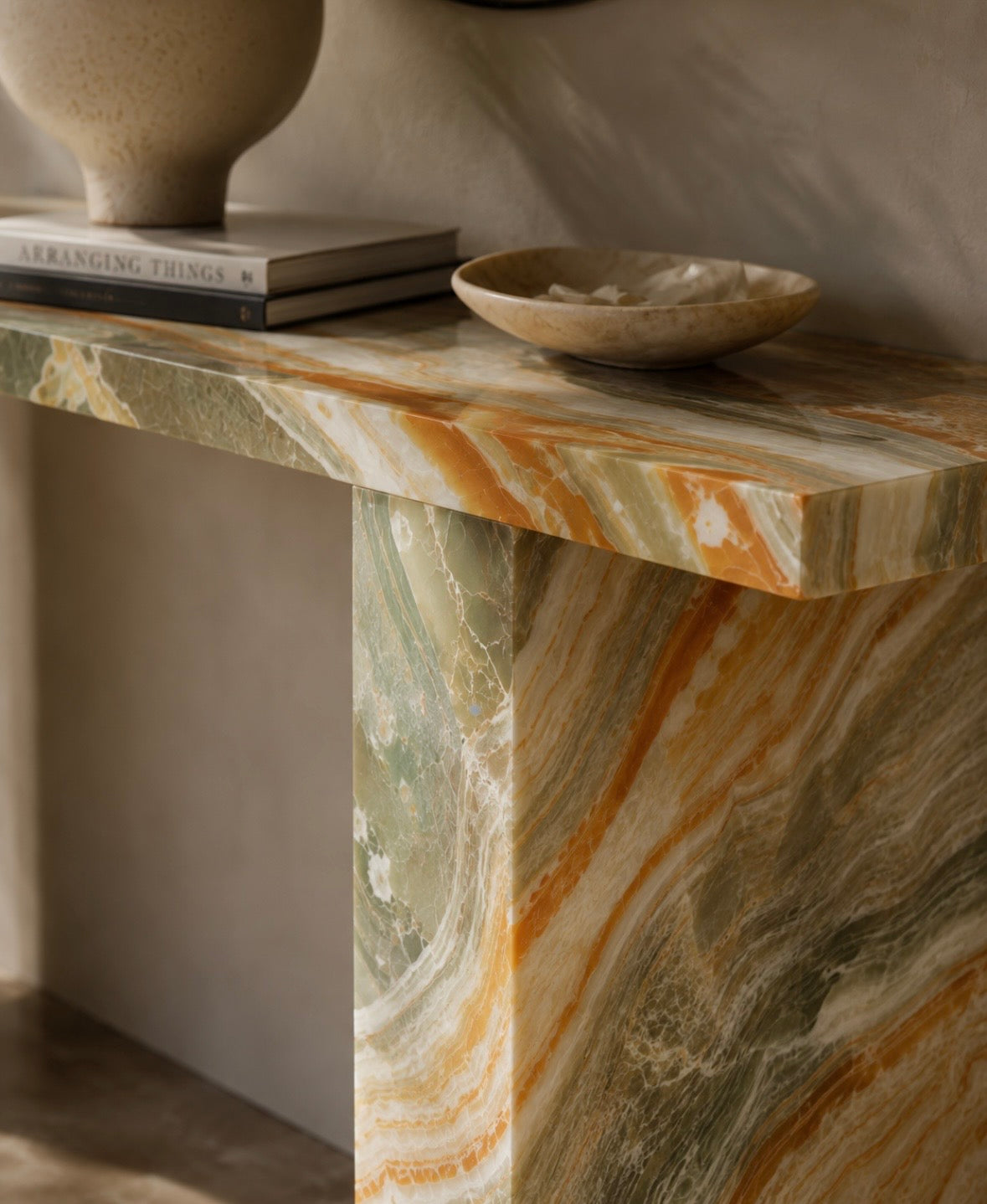 Rainbow onyx console table